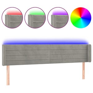 vidaXL Tête de lit à LED Gris clair 163x16x78/88 cm Velours