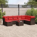 vidaXL Salon de jardin avec coussins 9 Pièces marron résine tressée