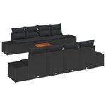 vidaXL Ensemble de Canapé de Jardin 7 Pièces avec Oreillers Noir Poly Rattan