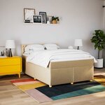 vidaXL Sommier à lattes de lit avec matelas Crème 140x190 cm Tissu