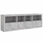 vidaXL Buffet avec lumières LED gris béton 202x37x67 cm
