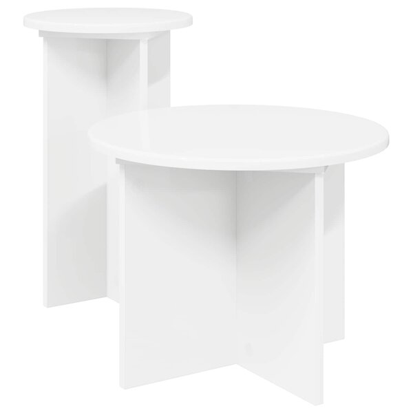 vidaXL Ensemble de tables d'appoint 2 pièces Blanc Ø 45 x 35 cm