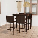 vidaXL Ensemble de bar d'extérieur 5 Pièces accoudoir Poly rotin Marron