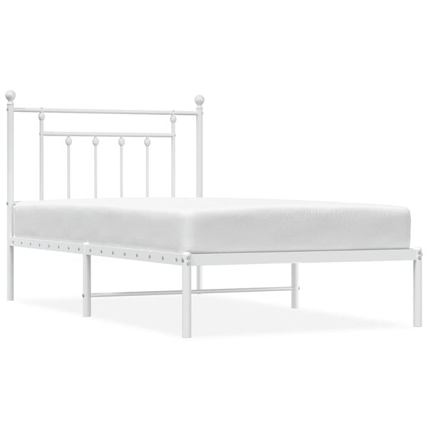 vidaXL Cadre de lit métal sans matelas et tête de lit blanc 100x190 cm