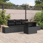 vidaXL Ensemble de canapé de jardin 5 Pièces Noir Poly rotin