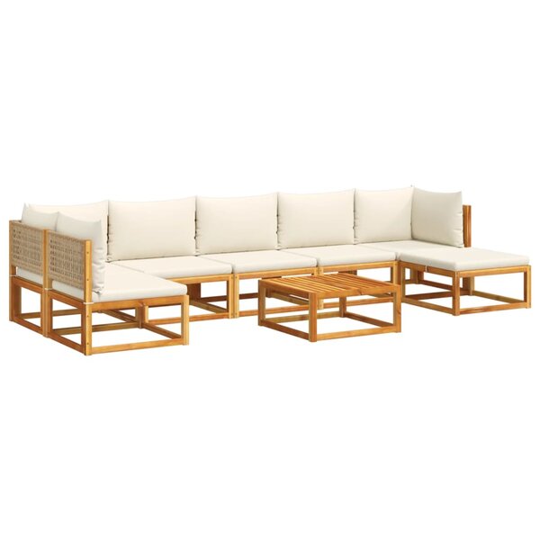 vidaXL Ensemble de canapés de jardin 8 pièces avec coussins en bois d'acacia et rotin