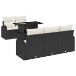 vidaXL Ensemble de canapé de jardin avec coussin 6 Pièces Noir Poly rotin