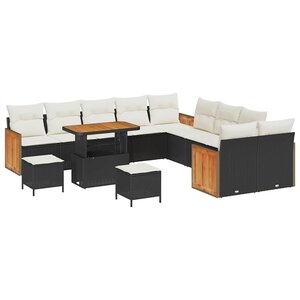 vidaXL Ensemble de canapé de jardin 13 Pièces Noir et Crème