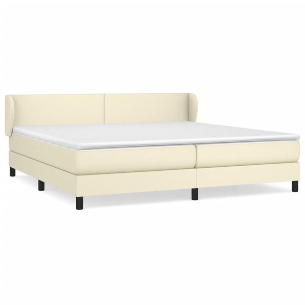 vidaXL Sommier à lattes de lit avec matelas Crème 200x200cm Similicuir