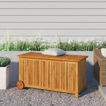 vidaXL Boîte de rangement de jardin avec roues 113x50x58cm Bois acacia