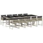 vidaXL Ensemble à manger de jardin 11Pièces avec coussins gris poly rotin