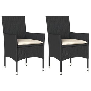 vidaXL Chaises de jardin avec coussins lot de 2 noir résine tressée