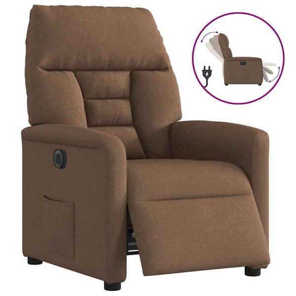 vidaXL Fauteuil inclinable électrique Marron Tissu