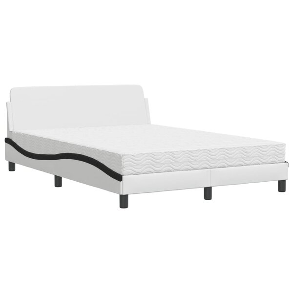 vidaXL Lit avec matelas blanc et noir 140x200 cm similicuir