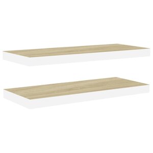 vidaXL Étagères flottantes 2 Pièces chêne et blanc 60x23 5x3 8 cm MDF