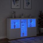 vidaXL Buffet avec lumières LED blanc 162x37x100 cm