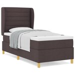 Lit à ressort vidaXL avec matelas en marron foncé  90x200 cm  tissu