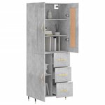 vidaXL Buffet haut Gris béton 69 5x34x180 cm Bois d'ingénierie