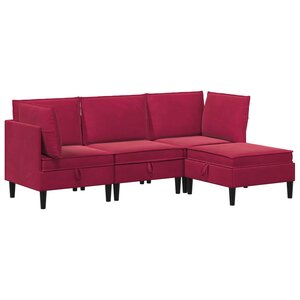 vidaXL Ensemble de meubles pour le salon 4 Pièces Bordeaux Velours