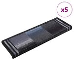 vidaXL Tapis d'escalier autoadhésifs 5 Pièces 65x21x4 cm Noir et gris