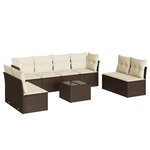 vidaXL Salon de jardin avec coussins 9 Pièces marron résine tressée