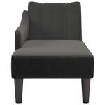 vidaXL Fauteuil long avec accoudoir droit noir tissu