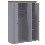 vidaXL Garde-robe 3 portes Gris 118x50x171 5 cm Pin Assortiment Panama