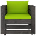 Vidaxl salon de jardin 2 pièces avec coussins bois imprégné de gris