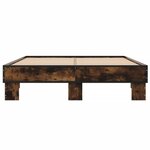 vidaXL Cadre de lit chêne fumé 140x200 cm bois d'ingénierie et métal