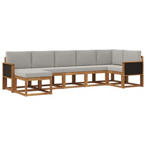 vidaXL Ensemble de canapés d'extérieur 7 Pièces Naturel et gris clair