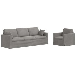 vidaXL Ensemble de Canapés 2 Pièces Gris clair 228 x 78 x 80 cm Velours