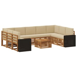 vidaXL Ensembles de canapés avec coussin 10 Pièces Naturel et Beige