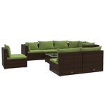 vidaXL Salon de jardin 9 Pièces avec coussins résine tressée marron