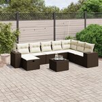 vidaXL Salon de jardin avec coussins 9 Pièces marron résine tressée