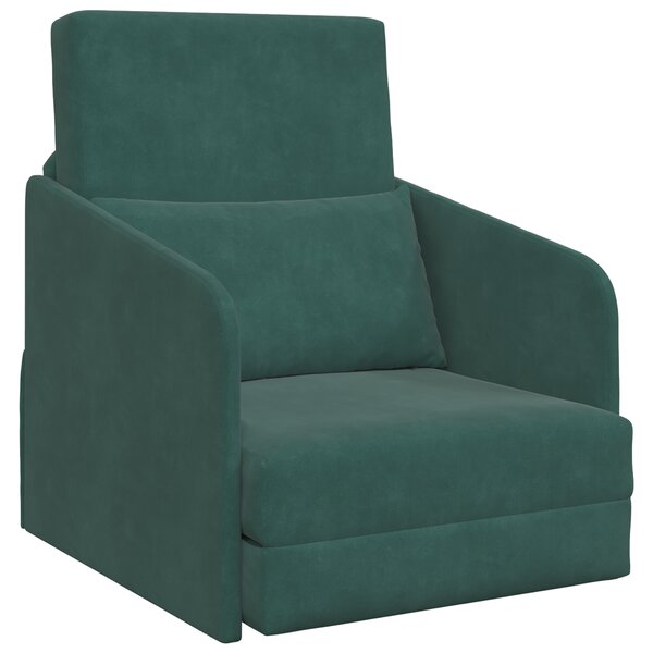 vidaXL Canapé Lit au Sol 2-en-1 Vert Foncé 65x80x83 cm Velours