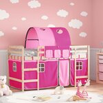 vidaXL Lit mezzanine enfants avec tunnel sans matelas rose 90x190 cm
