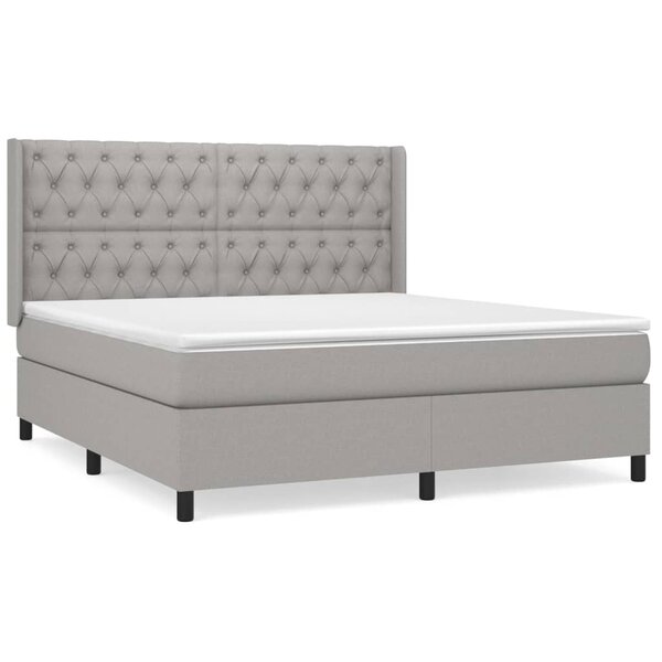 vidaXL Sommier à lattes de lit avec matelas Gris clair 160x200cm Tissu