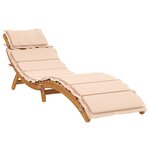 vidaXL Chaises longues avec coussins lot de 2 beige bois massif acacia