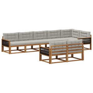 vidaXL Ensemble de canapés d'extérieur 8 Pièces Naturel et Gris clair