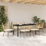vidaXL Ensemble de 7 pièces de jardin avec coussins Marron Poly Rattan