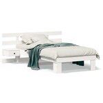 vidaXL Cadre de lit avec tiroir Blanc 80 x 200 cm Bois massif en pin