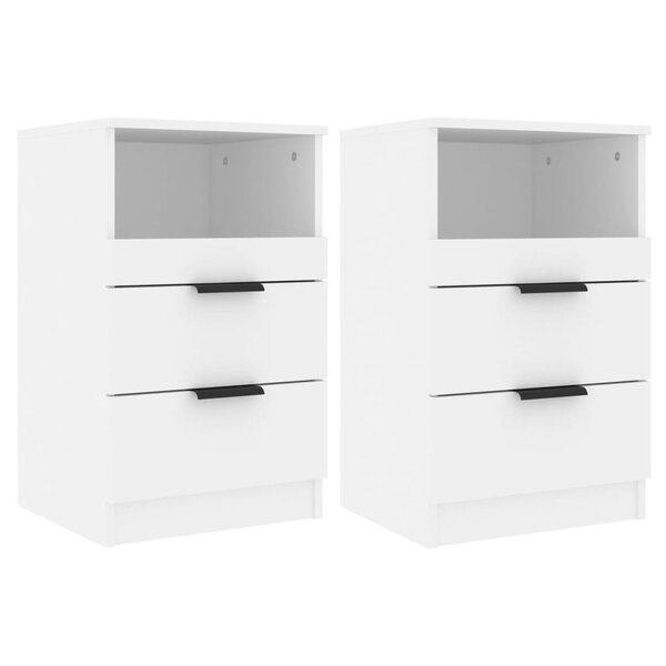 vidaXL Tables de chevet 2 Pièces Blanc Bois d'ingénierie