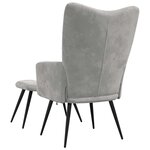vidaXL Chaise de relaxation avec tabouret Gris clair Velours