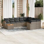 vidaXL Salon de jardin avec coussins 10 Pièces gris résine tressée