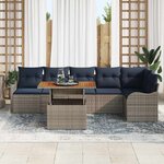 vidaXL Ensemble de canapé de jardin 7 Pièces Gris et bleu marine
