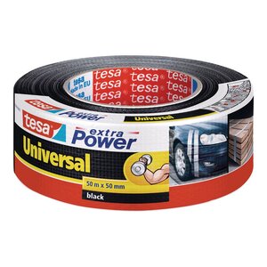 Extra Power Universal ruban adhésif, 50 mm x 50 m, tissu renforcé, noir (rouleau 50 mètres)