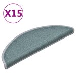 vidaXL Tapis de marches d'escalier 15 Pièces Bleu 56x17x3 cm