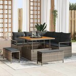 vidaXL Ensemble de canapé de jardin avec coussin 8 Pièces Gris Poly rotin