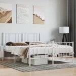 vidaXL Cadre de lit métal sans matelas et pied de lit blanc 140x190 cm