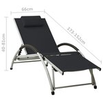 Vidaxl chaise longue avec oreiller textilène noir